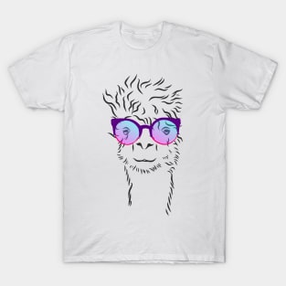 cute hipster llama in trendy colorful glasses T-Shirt